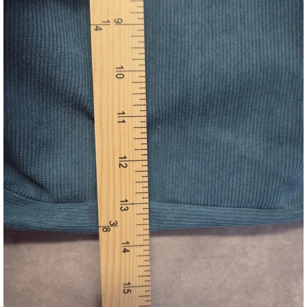 Corduroy Tote Bag Ribbed Teal 100% Cotton Eco Reusable Purse Women's 14in x 13in